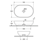 Fienza 606100MW Feeling Above Counter RAK Ceramic Oval Basin, Matte White