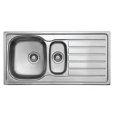Seima 192385 Acero 1000 Topmount Sink, 1 & 1/2 Bowl w/ Right Hand Drainer, (No Taphole), Stainless Steel, 1000x500mm