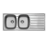 Seima 192397 Acero 1162 Topmount Sink, Double Bowl with Right Hand Drainer, (No Taphole), Stainless Steel, 1160x500mm