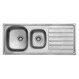 Seima 192391 Acero 1160 Topmount Sink, 1 & 3/4 Bowl w/ Right Hand Drainer, (No Taphole), Stainless Steel, 1160x500mm