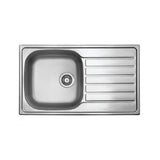 Seima 192379 Acero 860 Topmount Sink, 1 Bowl with Right Hand Drainer, (No Taphole), Stainless Steel, 860x500mm
