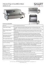 Smart 4000DG SL-SS Four Burner Drop-In BBQ in Stainless Steel