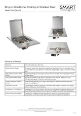 Smart SMA-DSG0010-SS Drop-In Side Burner Gas BBQ Cooktop in Stainless Steel