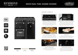 Belling BRDX90DFAN 90cm Richmond Deluxe Dual Fuel Freestanding Oven, Split Ovens, Anthracite