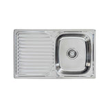 Seima 191625 Acero 800 Single Bowl Sink, Abovemount (No taphole), Right Drainer Stainless Steel, 800x480mm