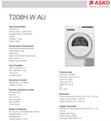 ASKO Laundry Bundle AL02 W2084C 8kg Front Load Washing Machine & T208HWAU 8kg Heat Pump Dryer - Factory Seconds