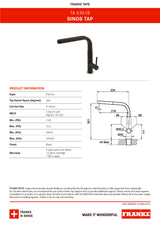 Franke TA6301B Sinos Pull Out Mixer, Matte Black