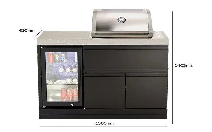 Crossray TC2K-MK1 Compact Four Burner Gas BBQ Outdoor Kitchen with Fridge