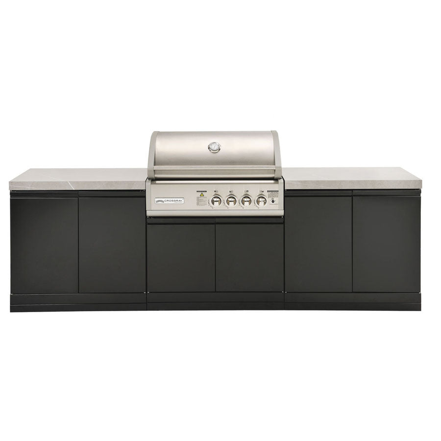 Crossray TC4K-05 Four Burner Gas BBQ Outdoor Kitchen, Grey Top