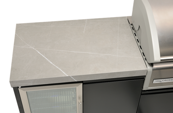 Crossray TC4K-09 Four Burner Gas BBQ Outdoor Kitchen with Double Drinks Fridge, Grey Top