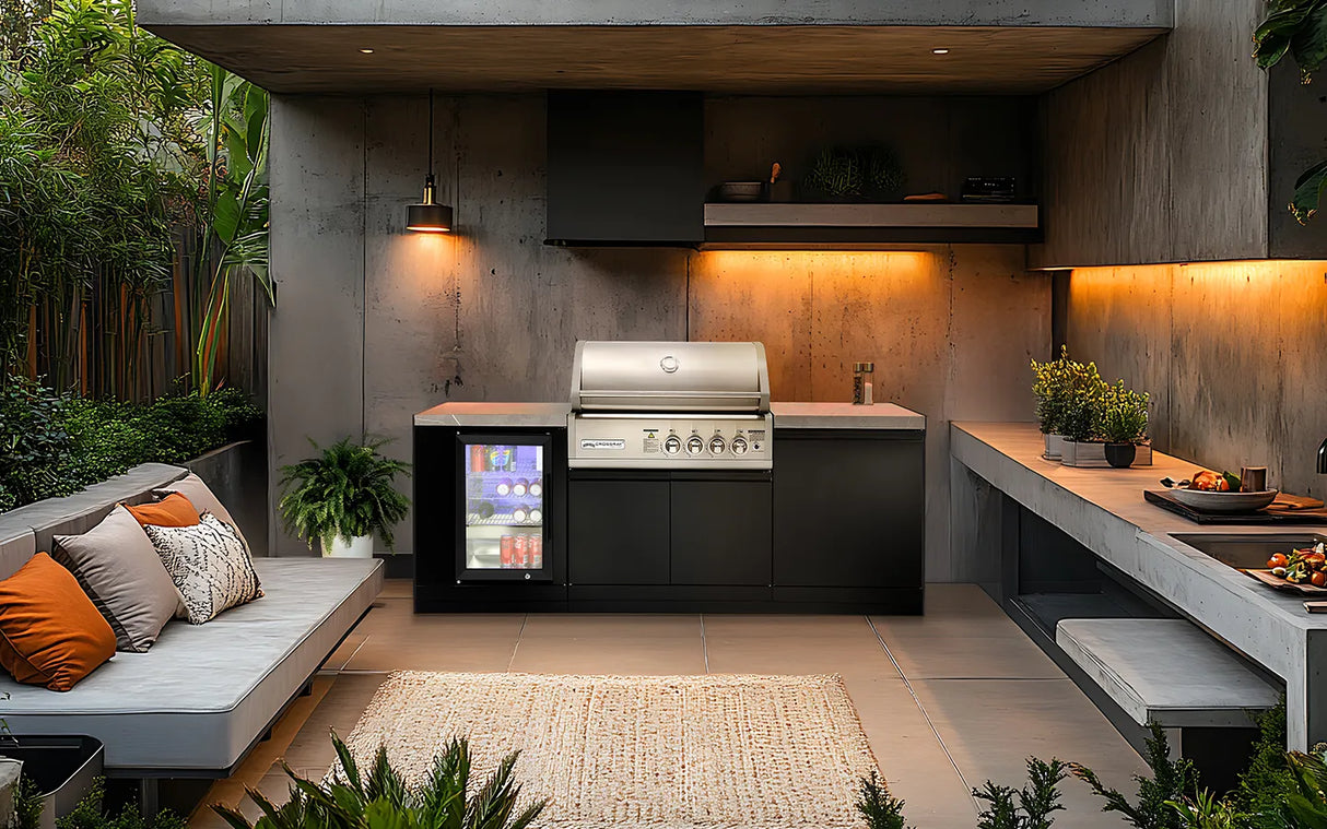 Crossray TC4K-MINI-1 Compact Outdoor 4 Burner Infrared Gas BBQ Kitchen with Drinks Fridge
