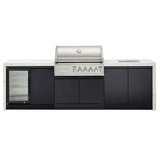 Crossray TC4KP-14 Premium Four Burner Gas BBQ Outdoor Kitchen with Drinks Fridge & Sink, White Top