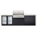 Crossray TC4KP-15 Premium Four Burner Gas BBQ Outdoor Kitchen with Double Drinks Fridge, White Top