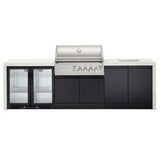 Crossray TC4KP-16 Premium Four Burner Gas BBQ Outdoor Kitchen with Double Drinks Fridge & Sink, White Top