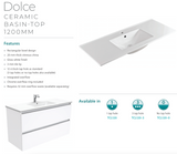Fienza Dolce Tcl120F 1200Mm Fingerpull Wall Hung Vanity White - Special Order Units