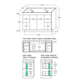 Fienza Dolce Tcl120Nkw 1200Mm Vanity With Kicker White - Special Order Units