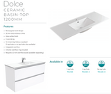 Fienza Dolce Tcl120Nkw 1200Mm Vanity With Kicker White - Special Order Units