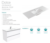 Fienza Tcl120S 1200Mm Dolce Edge Scandi Oak Wall Hung Vanity - Special Order Units