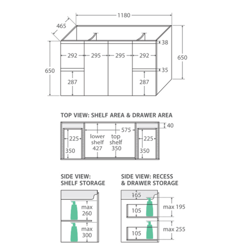 Fienza Dolce 1200Mm Tcl120Z Fingerpull Wall Hung Vanity Satin White - Special Order Units