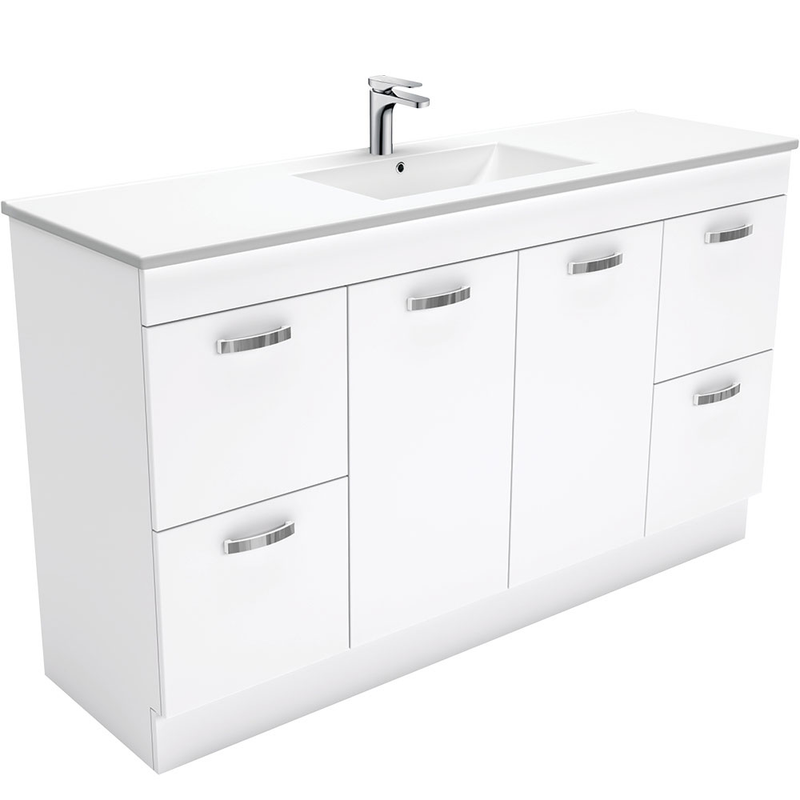 Fienza TCL150NKWS Dolce Ceramic 1500mm Vanity Kickboard with handles (Single bowl) White - Special Order