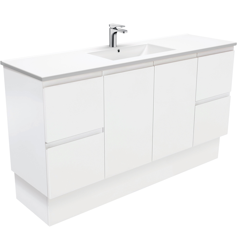 Fienza TCL150ZKS Dolce Fingerpull Matte 1500mm Vanity Kickboard (Single Bowl) Matte White - Special Order