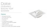Fienza Dolce Tcl60F Fingerpull 600Mm Wall Hung White Vanity - Special Order Units