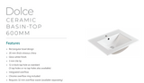 Fienza Tcl60Nkw Dolce 600Mm White Vanity With Kicker - Special Order Units
