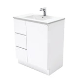Fienza Dolce Tcl75Cl 750Mm White Fingerpull Vanity With Kickboard Left Hand Drawers - Special Order