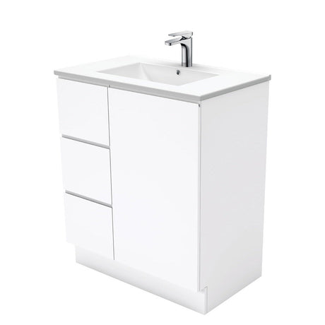 Fienza Dolce Tcl75Cl 750Mm White Fingerpull Vanity With Kickboard Left Hand Drawers - Special Order