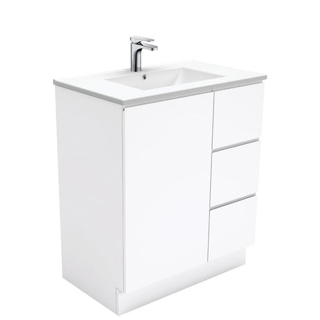 Fienza Dolce Tcl75Cr 750Mm White Fingerpull Vanity With Kickboard Right Hand Drawers - Special Order