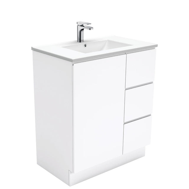 Fienza Dolce Tcl75Cr 750Mm White Fingerpull Vanity With Kickboard Right Hand Drawers - Special Order