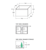 Fienza Dolce Tcl75H Manu 750Mm White Wall Hung Vanity Unit - Special Order Units