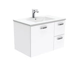 Fienza Dolce Ceramic Tcl75Jr 750Mm White Wall Hung Vanity With Handles Right Hand Drawers - Special