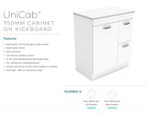 Fienza Dolce Tcl75Nkwl 750Mm White Vanity With Kicker Left Hand Drawers - Special Order Units
