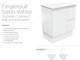 Fienza Dolce Tcl75Zkr Fingerpull Matte White 750Mm Vanity With Kickboard Right Drawers - Special