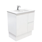 Fienza Dolce Tcl75Zkr Fingerpull Matte White 750Mm Vanity With Kickboard Right Drawers - Special