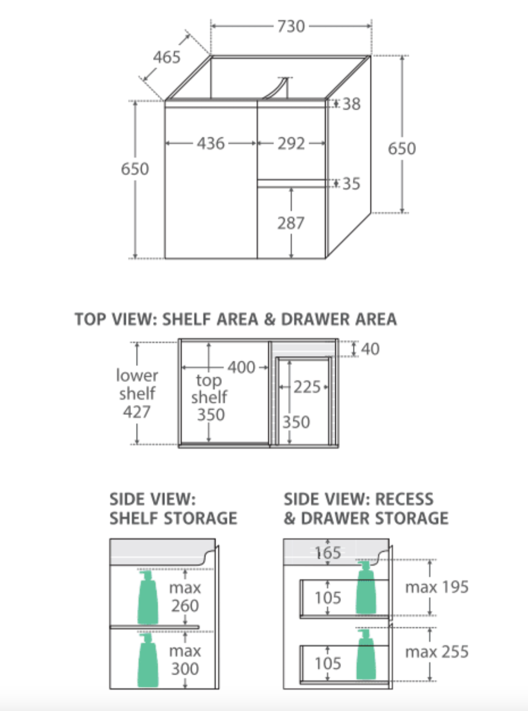 Fienza Dolce Tcl75Zr 750Mm Fingerpull Wall Hung Vanity Matte White With Right Drawers - Special