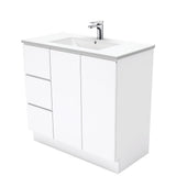 Fienza Dolce Tcl90Cl 900Mm Fingerpull White Vanity With Kickboard Left Drawers - Special Order Units