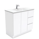 Fienza Dolce Tcl90Cr 900Mm Fingerpull White Vanity With Kickboard Right Drawers - Special Order