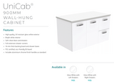 Fienza Dolce Tcl90Jr 900Mm Ceramic Wall Hung White Vanity With Handles One Tap Hole Right Hand