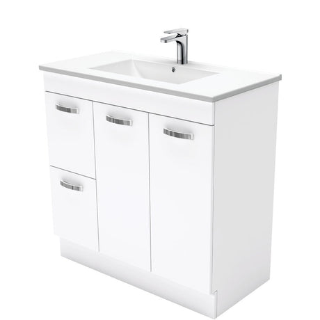 Fienza Dolce Tcl90Nkwl 900Mm White Vanity With Kicker Left Hand Drawer - Special Order Units