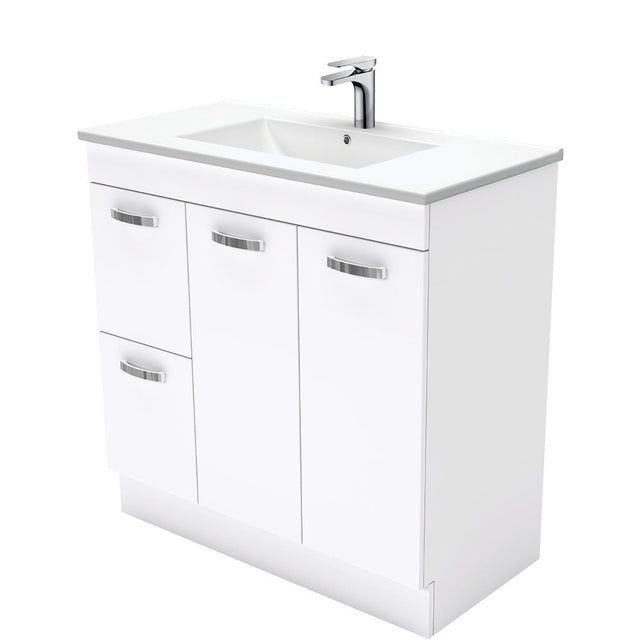 Fienza Dolce Tcl90Nkwl 900Mm White Vanity With Kicker Left Hand Drawer - Special Order Units