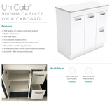 Fienza Dolce Tcl90Nkwr 900Mm White Vanity With Kicker Right Hand Drawer - Special Order Units