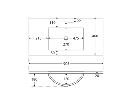 Fienza Dolce Tcl90Nkwr 900Mm White Vanity With Kicker Right Hand Drawer - Special Order Units