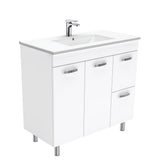 Fienza TCL90NLWR 90cm Dolce Unicab Vanity On Legs, Solid Doors, Right Hand Drawers, Gloss White