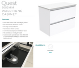 Fienza Dolce Quest Tcl90Q 900Mm White Wall Hung Vanity Unit - Special Order Units
