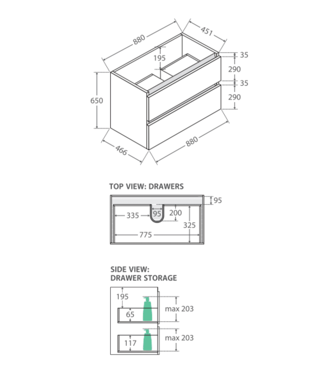 Fienza Dolce Quest Tcl90Q 900Mm White Wall Hung Vanity Unit - Special Order Units