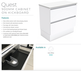 Fienza Dolce Quest 900Mm Tcl90Qk White Vanity Unit On Kickboard - Special Order Units