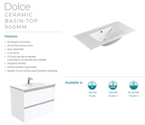 Fienza Dolce 900Mm Tcl90Tk Hampton White Vanity Unit On Kickboard - Special Order Units