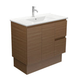 Fienza TCL90WAKR Dolce Edge Walnut 900 Vanity on Kickboard, Right Drawers